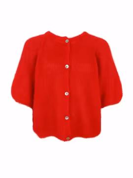 Röd stickad kofta i mohair