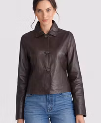 Thea Mörkbrun Skinnjacka