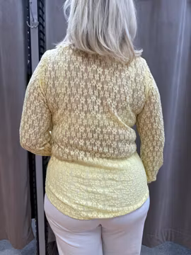 Gul skjortblus i spets