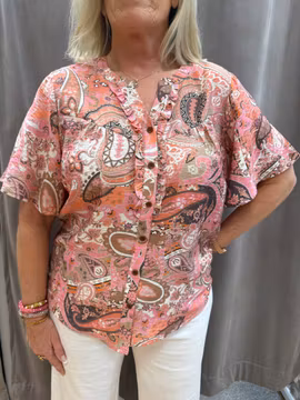 Paisleymönstrad blus i korall