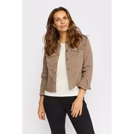 Nougatfärgad jeansjacka med volanger