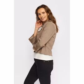 Nougatfärgad jeansjacka med volanger