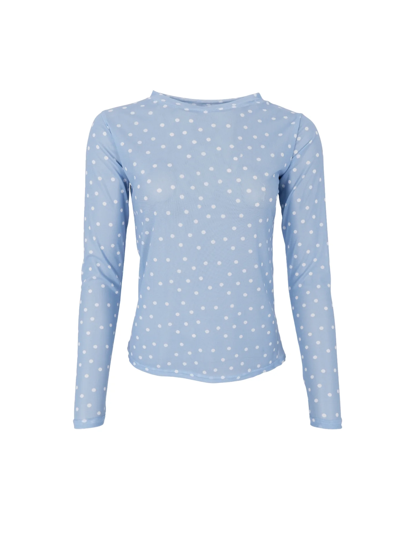 Ljusblå meshtopp med vita prickar