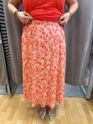 Korallmönstrad kjol med knappar