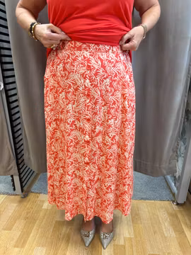 Korallmönstrad kjol med knappar