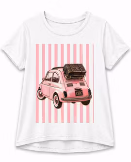 T-shirt bil med koffert rosa - 14