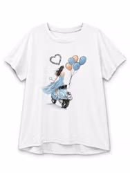 T-shirt kvinna på vespa blå - 11