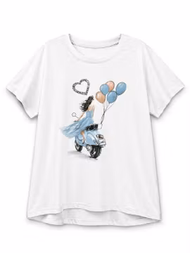 T-shirt kvinna på vespa blå - 11