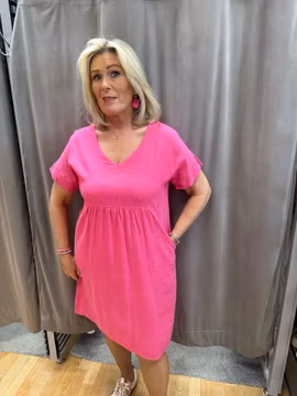 Anette Fuxia cerise linneklänning