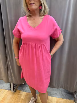 Anette Fuxia cerise linneklänning