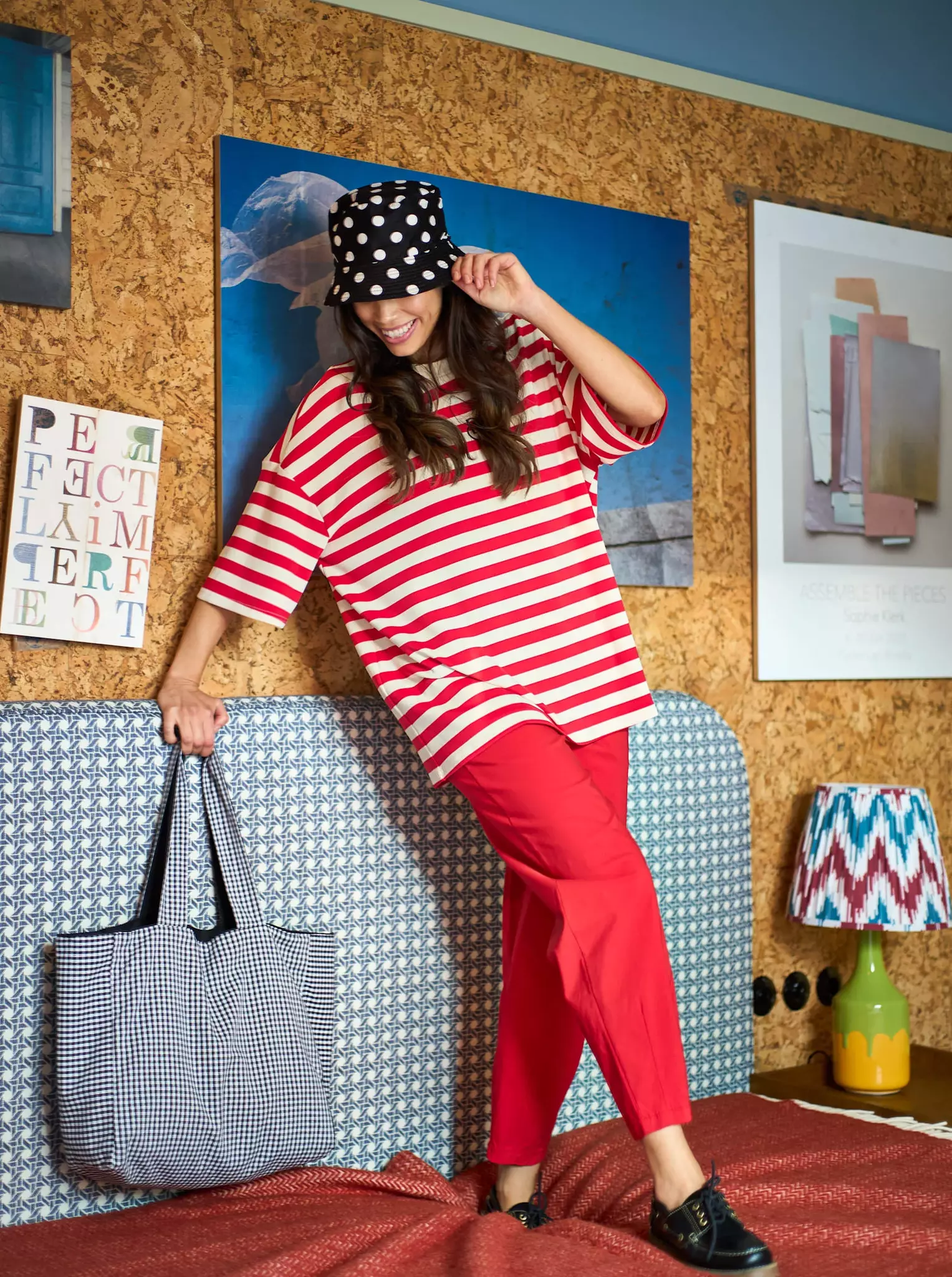 Röd barrel byxa i superstretch