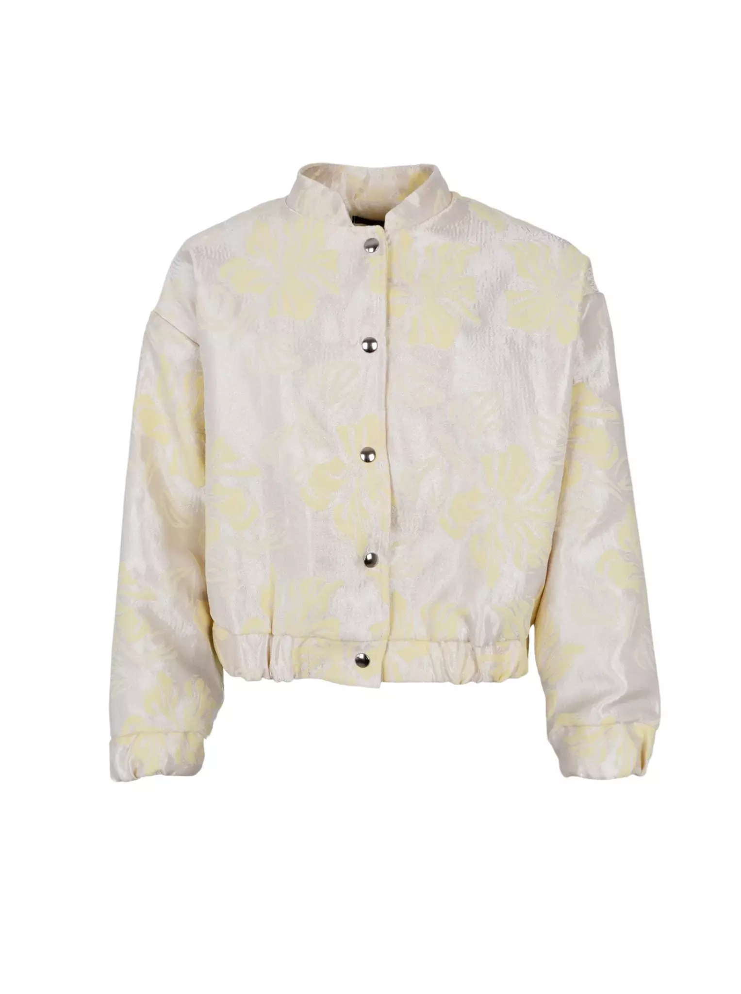 Ljusgul blommig bomberjacka