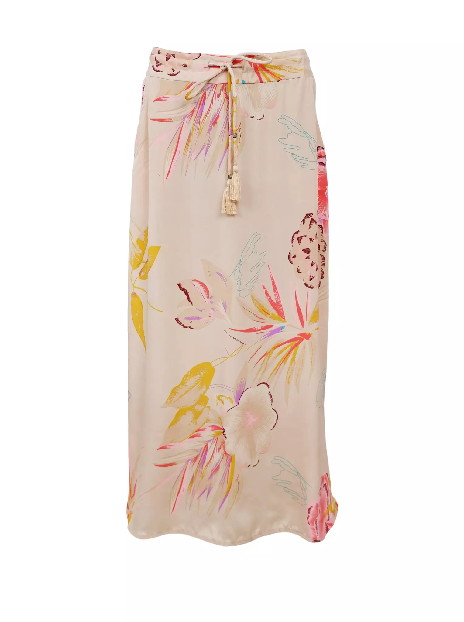 Puderrosa mönstrad kjol med knytband