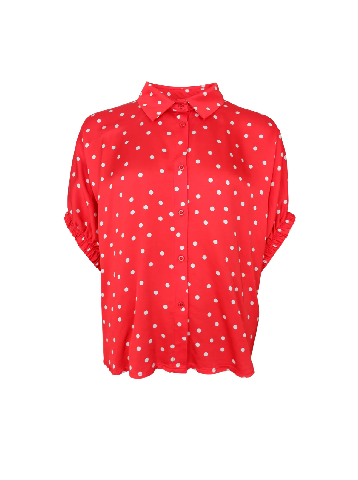 Röd skjortblus med vita prickar