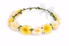 Blomsterkrans med gula och krämvita blommor