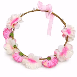 Blomsterkrans med antikrosa och krämvita blommor