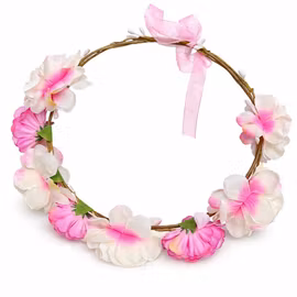 Blomsterkrans med antikrosa och krämvita blommor