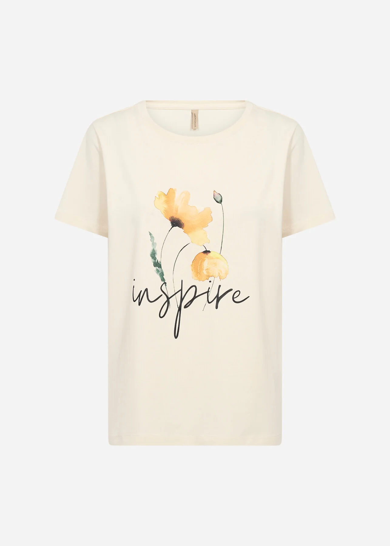 Cremé färgad T-shirt med vallmo