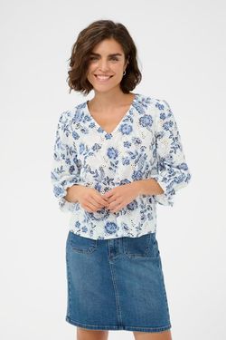 Vit och blå blus med hålbrodyr