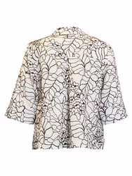 Cremevit broderad linnejacka