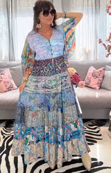 Bohemisk Patch Klänning Blå - Alla är unika