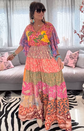 Bohemisk Patch Klänning Rosa - Alla är unika