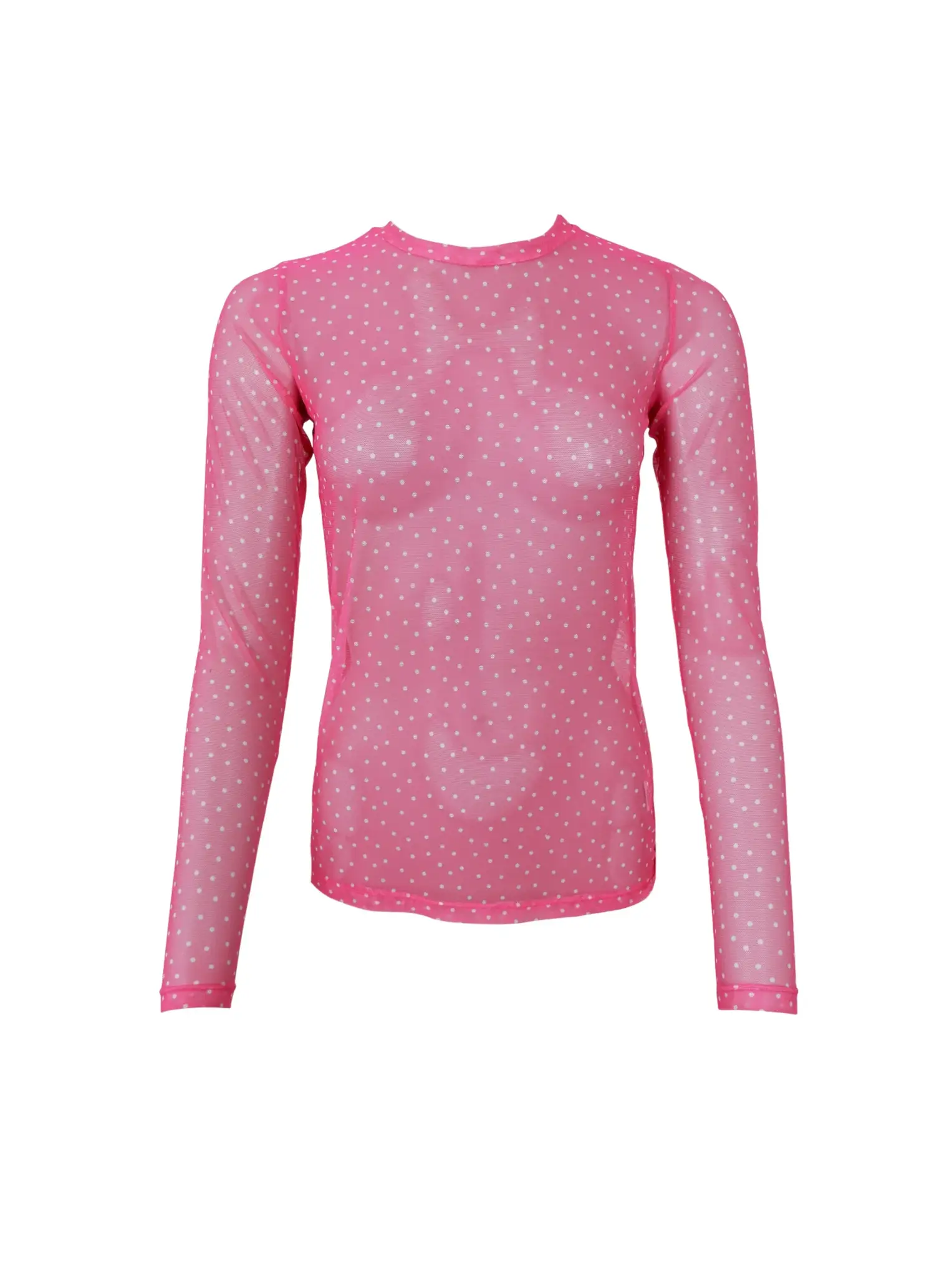 Rosa meshtopp med vita prickar