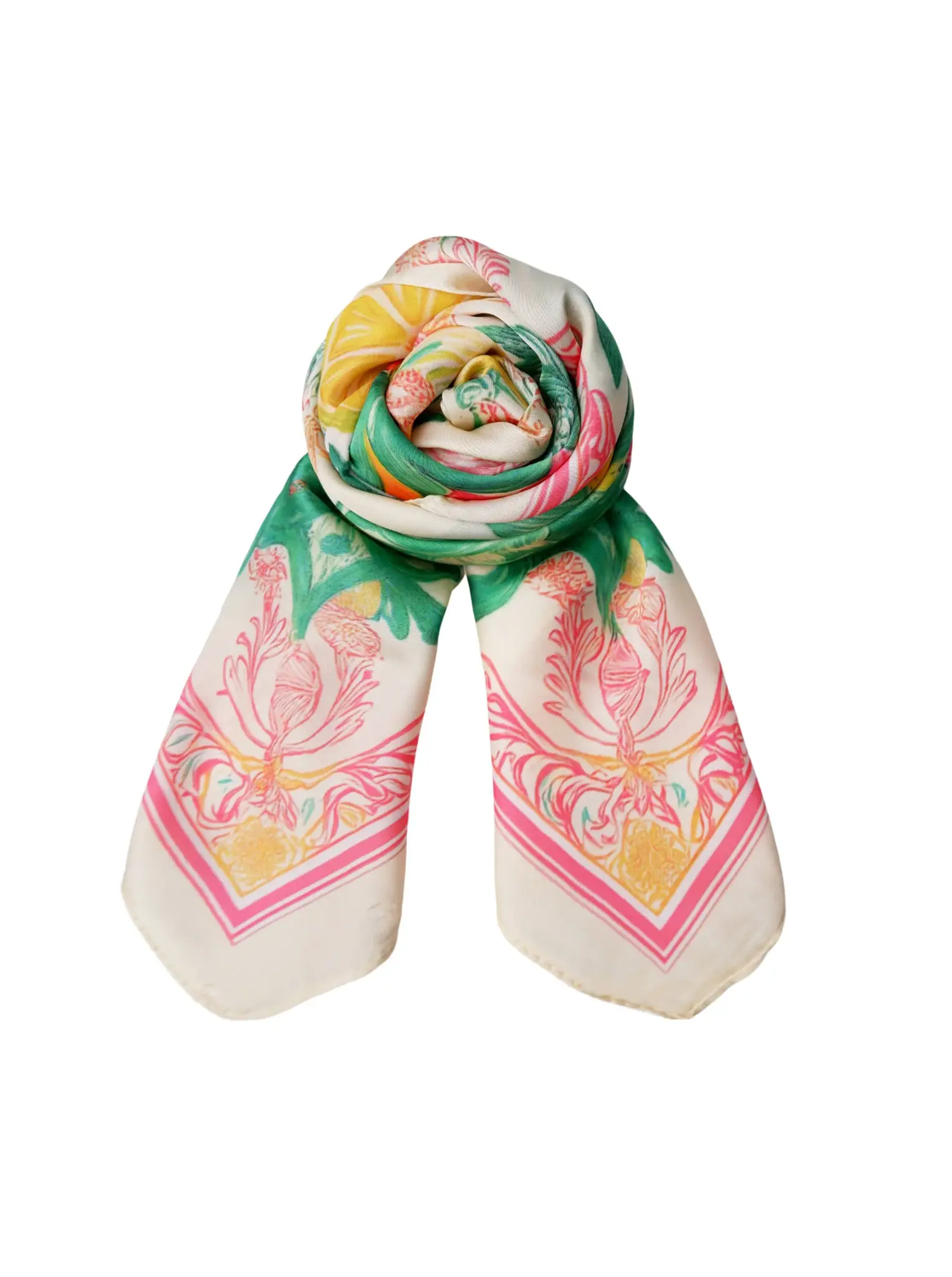 Rosa/grön mini scarf med citroner