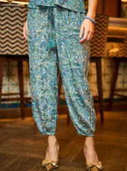 Gröna paisleymönstrade barrel byxor