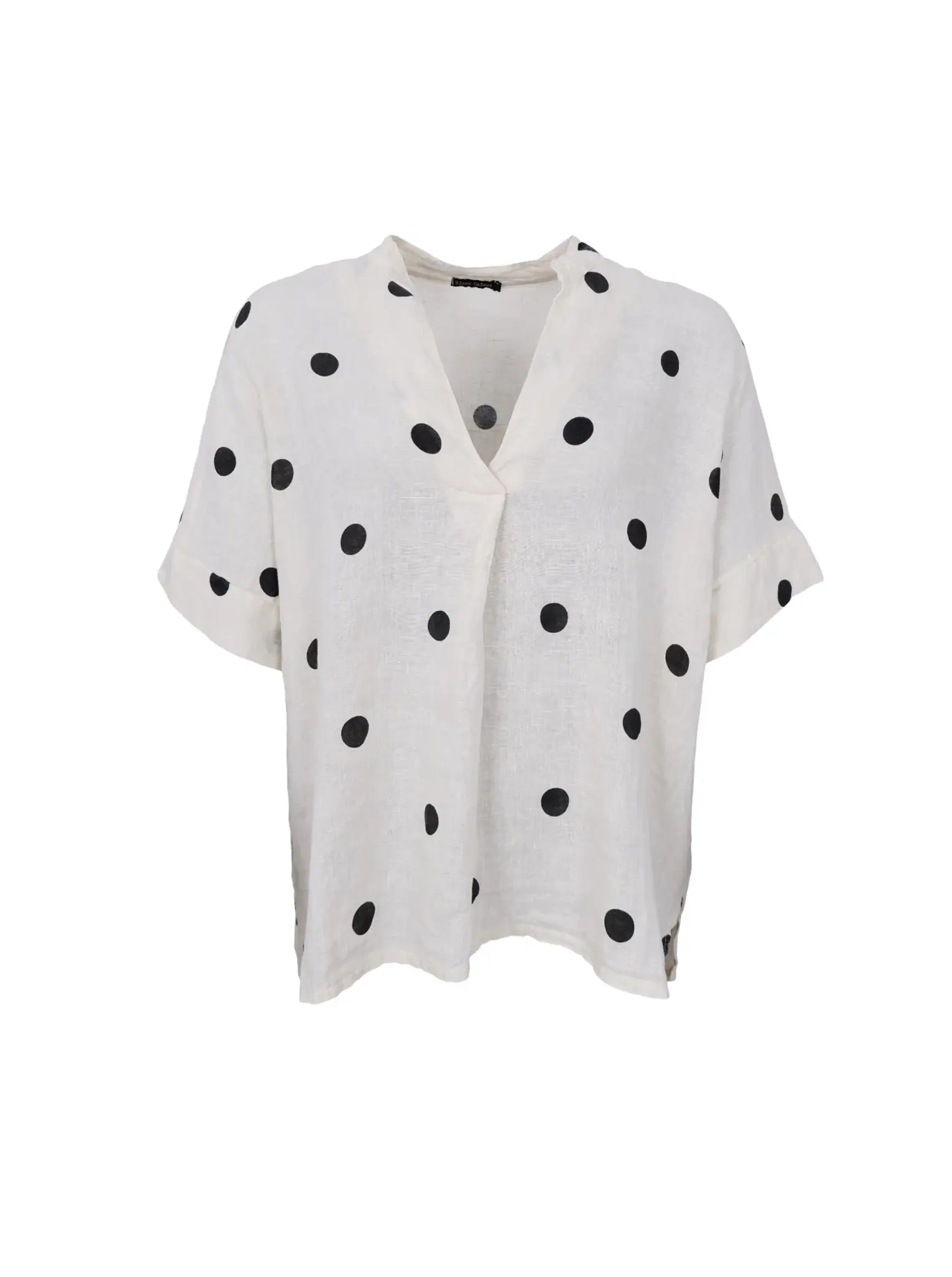 Off White linneblus med svarta prickar