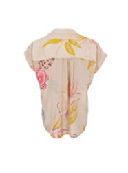 Beige blus med blommönster och holkärm