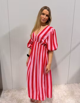 Summerdress rosa och röd  randig