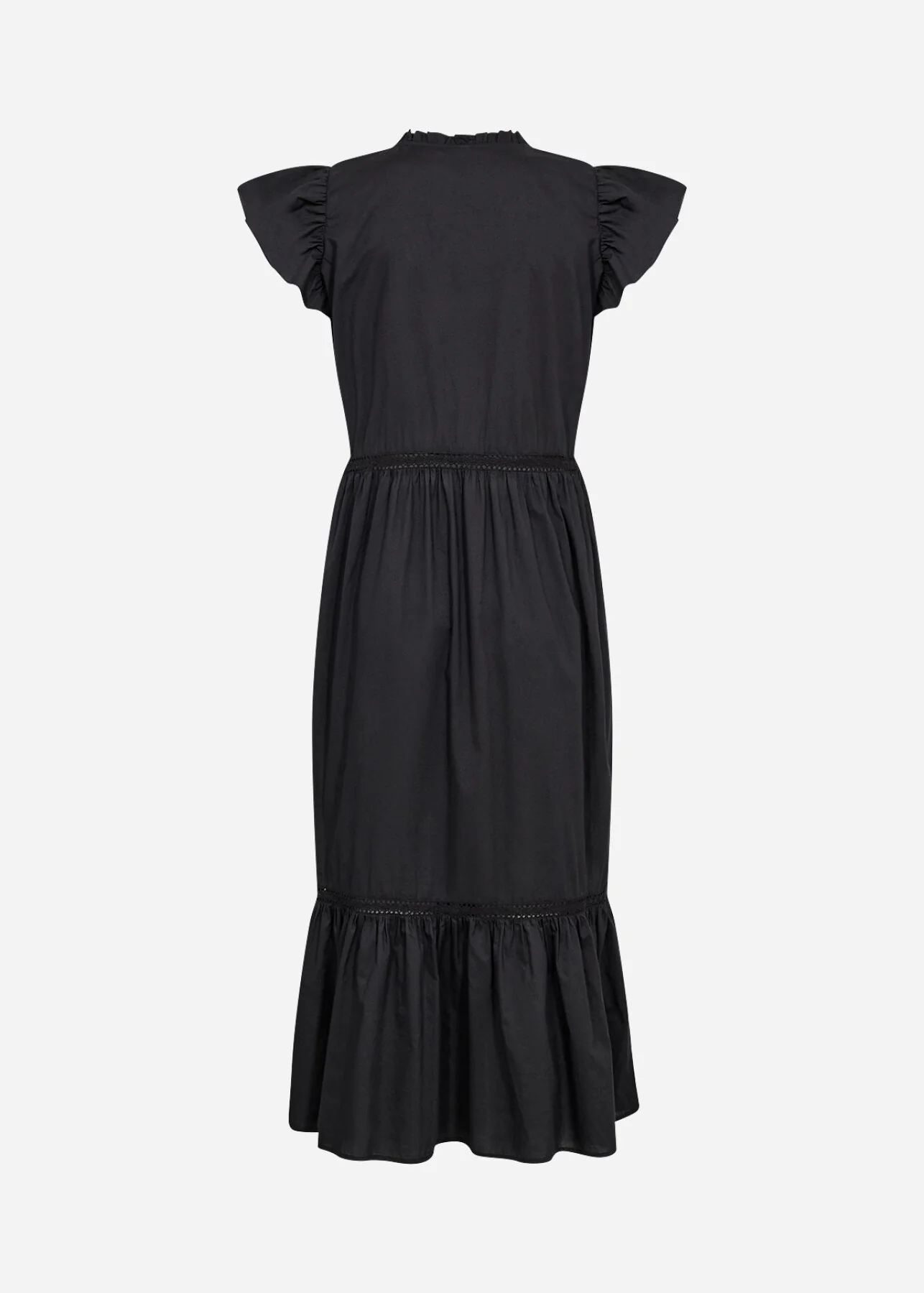 Svart bomullsklänning med volanger