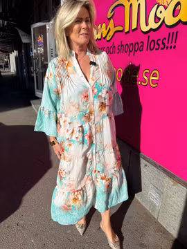 Ingrid klänning lång turkos