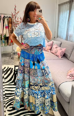 Smock patch kjol blå - ALLA ÄR UNIKA