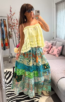 Smock patch kjol grön - ALLA ÄR UNIKA