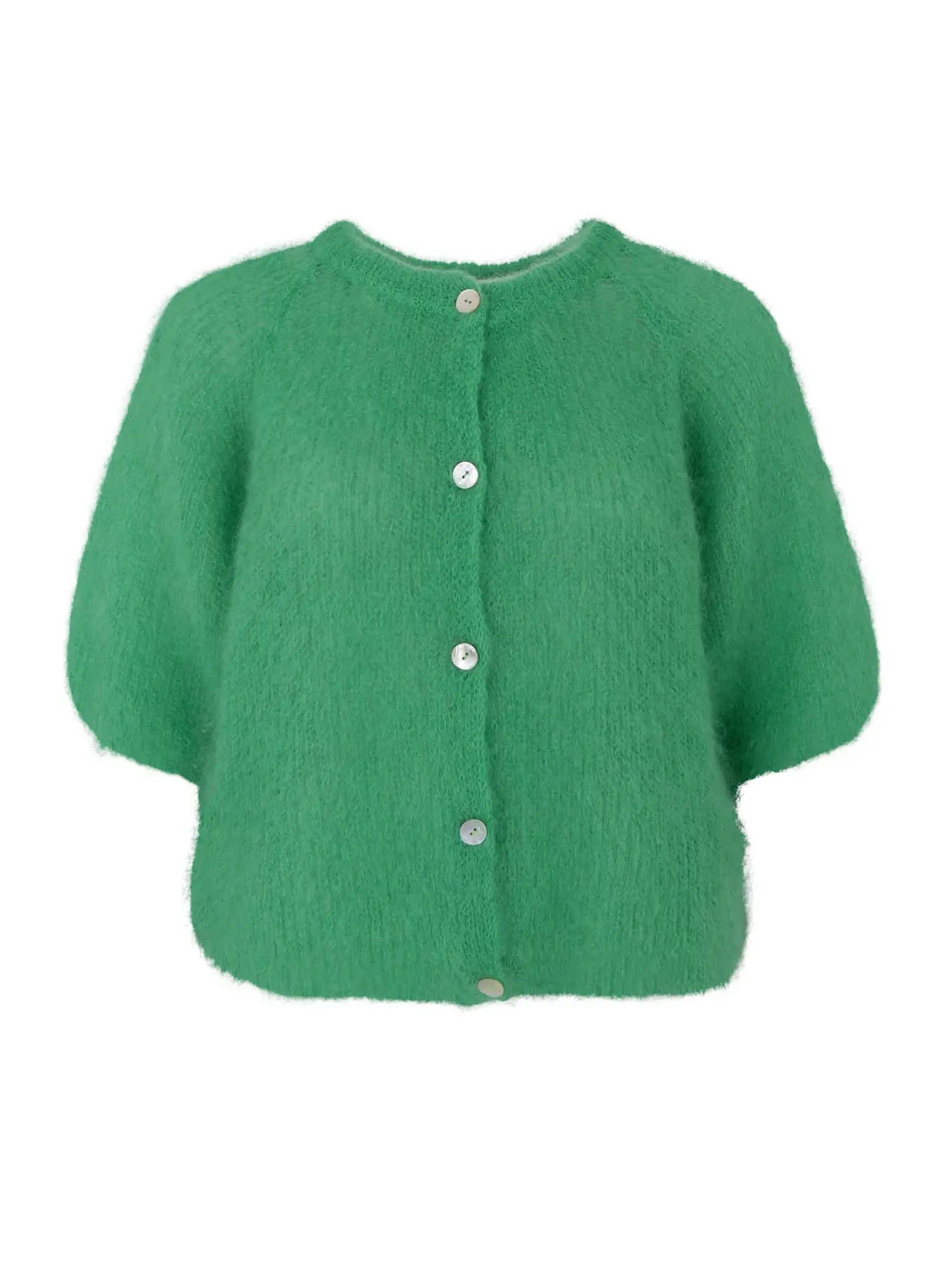 Grön stickad mohair kofta