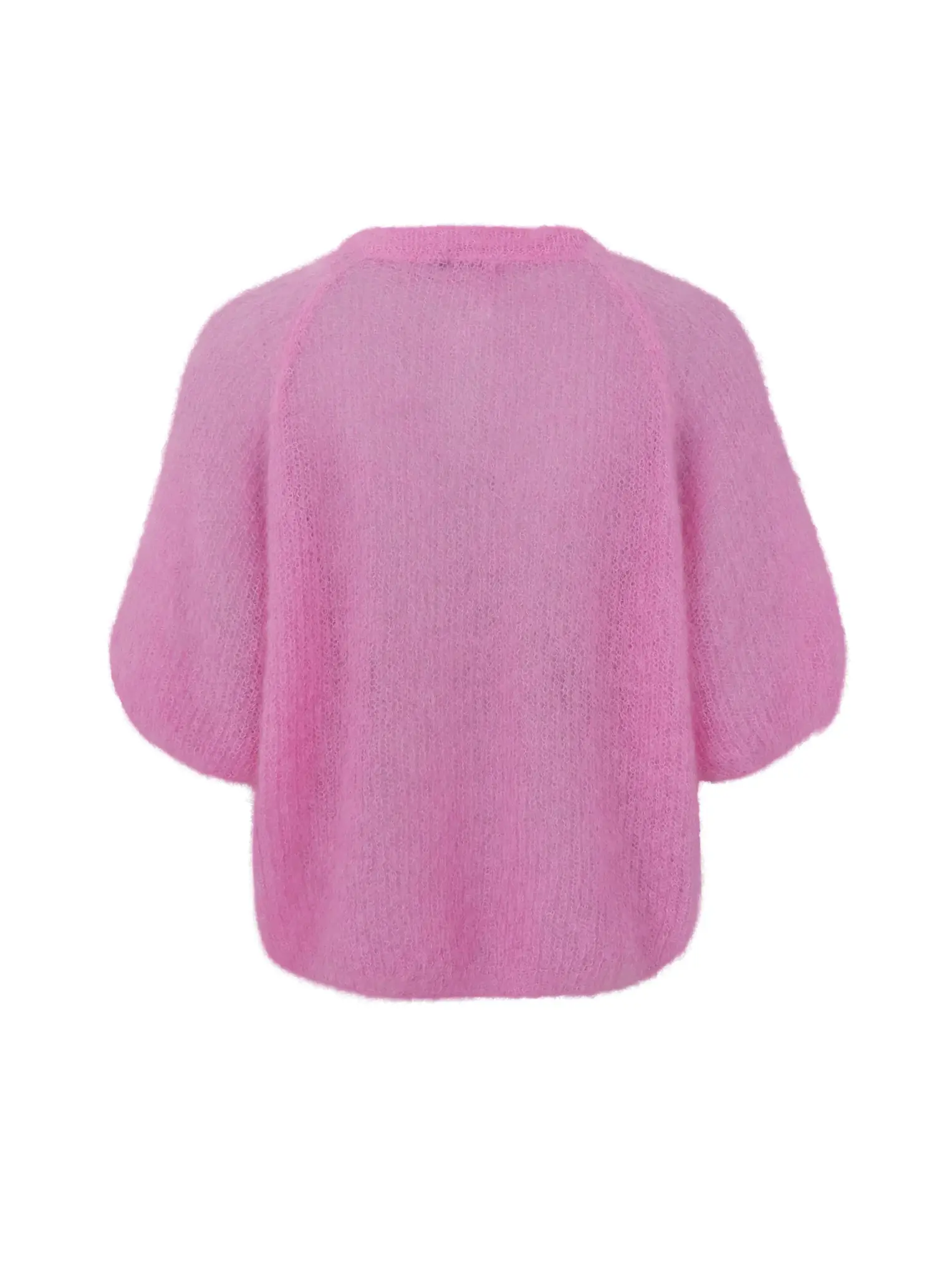 Rosa stickad kofta i mohair