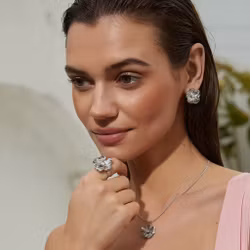 Daisy ring crystal silver