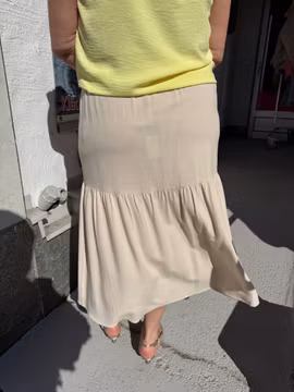 Beige kjol med knytband i linnemix