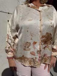 Beige mama mia satinblus