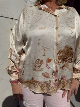 Beige mama mia satinblus