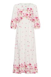 Vit maxiklänning med rosa blommor