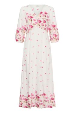 Vit maxiklänning med rosa blommor