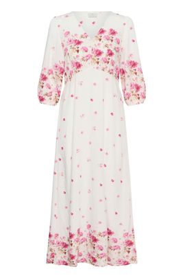 Vit maxiklänning med rosa blommor