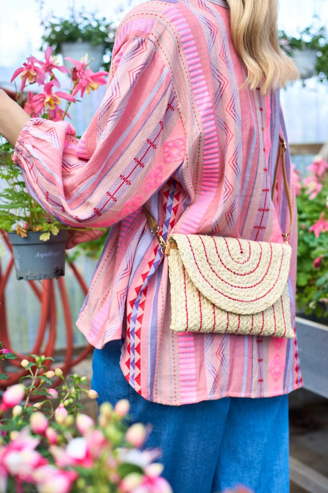 Randig blus rose