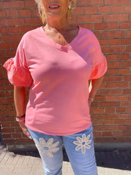 Korall T-shirt med volangärm