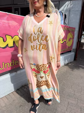 Glittrig La Dolce Vita klänning med leopard