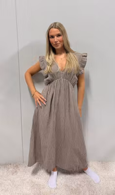 Summerdress randig taupe