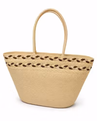 Flätad strandväska beige